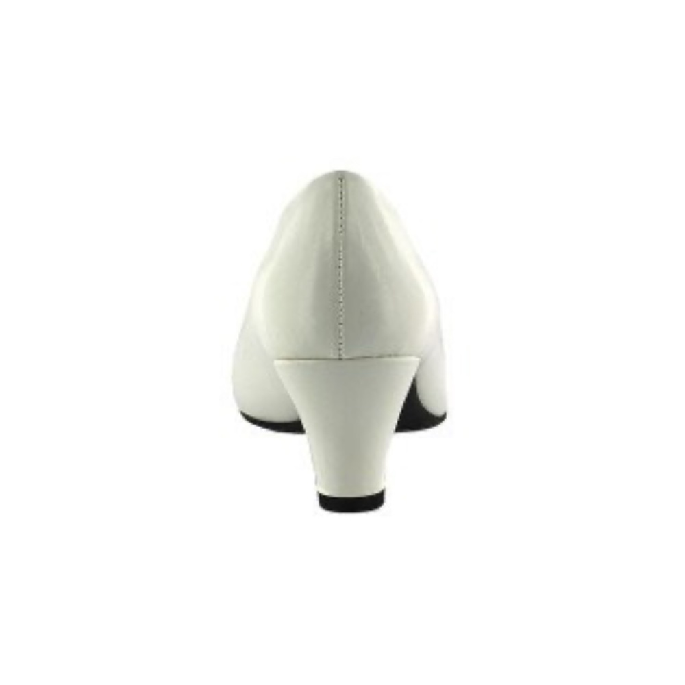 NEW EASY STREET WOMENS FABULOUS FAUX LEATHER SLIP ON HEELS PUMPS SHOES WHITE - Picture 5 of 5